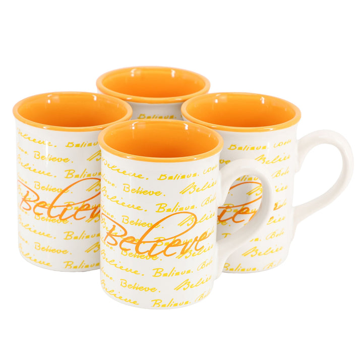 Gibson Home Inspirational Words Believe 4 Piece 16 Ounce Stoneware Mug