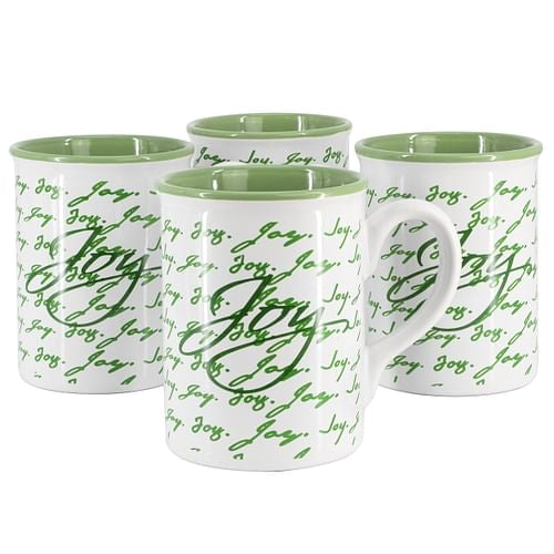 Gibson Home Inspirational Words Joy 4 Piece 16 Ounce Stoneware Mug Set