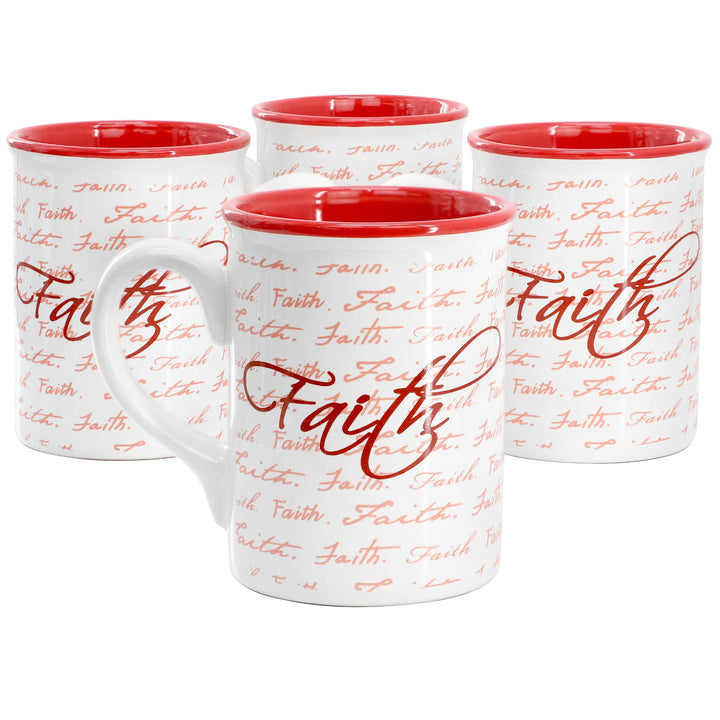 Gibson Home Inspirational Words Faith 4 Piece 16 Ounce Stoneware Mug