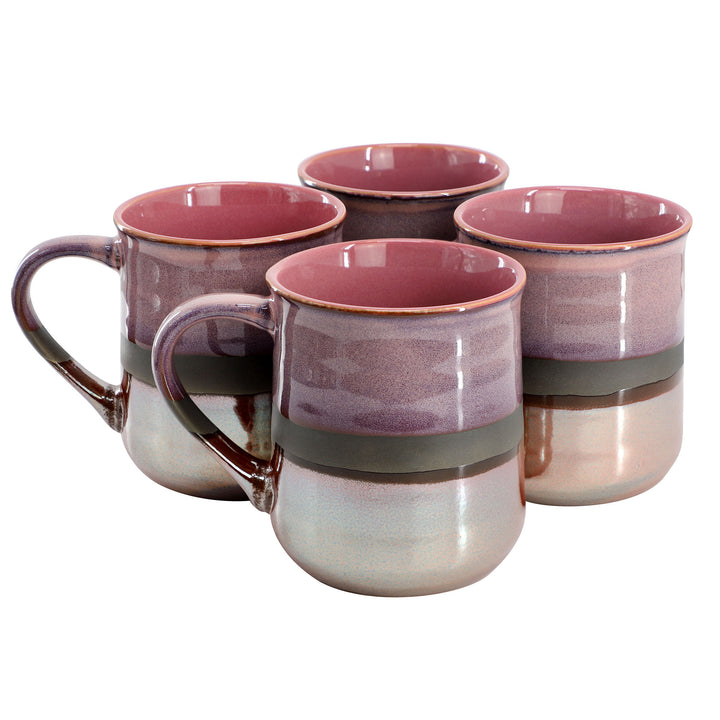 Gibson Home Copper Tonal 4 Piece 18 Ounce Stoneware Cup Set in Rose