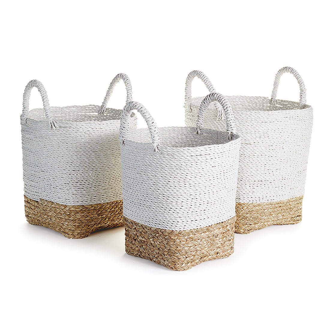 Madura Market Baskets, Set Of 3, White