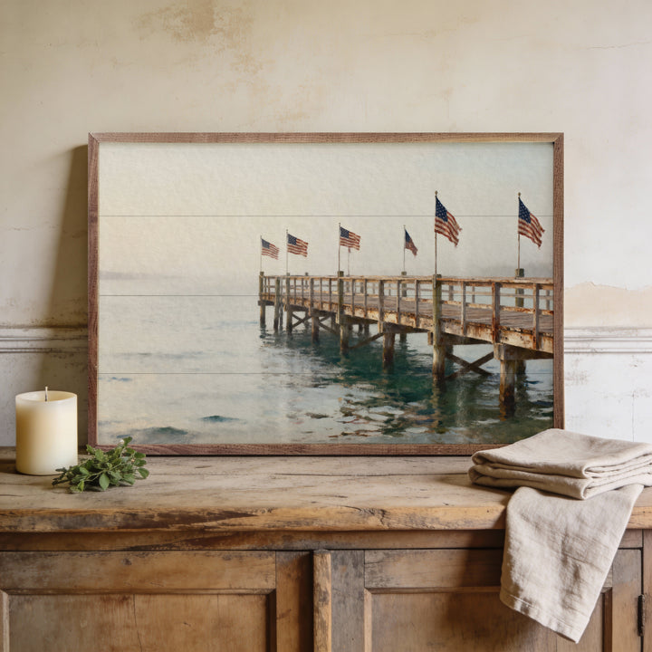 Americana Flags On The Pier