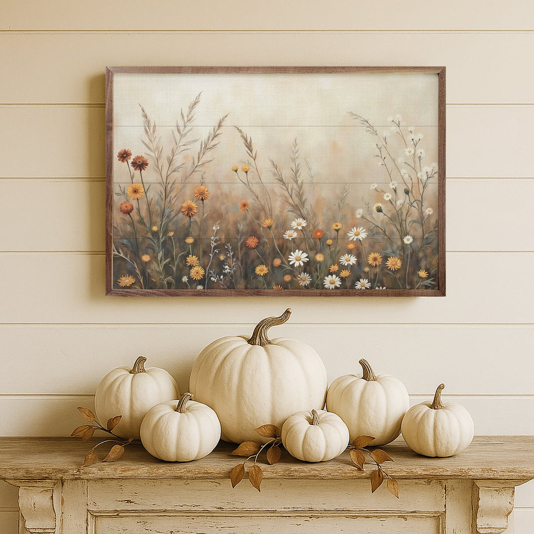 Fall Field With Mums And Daisies