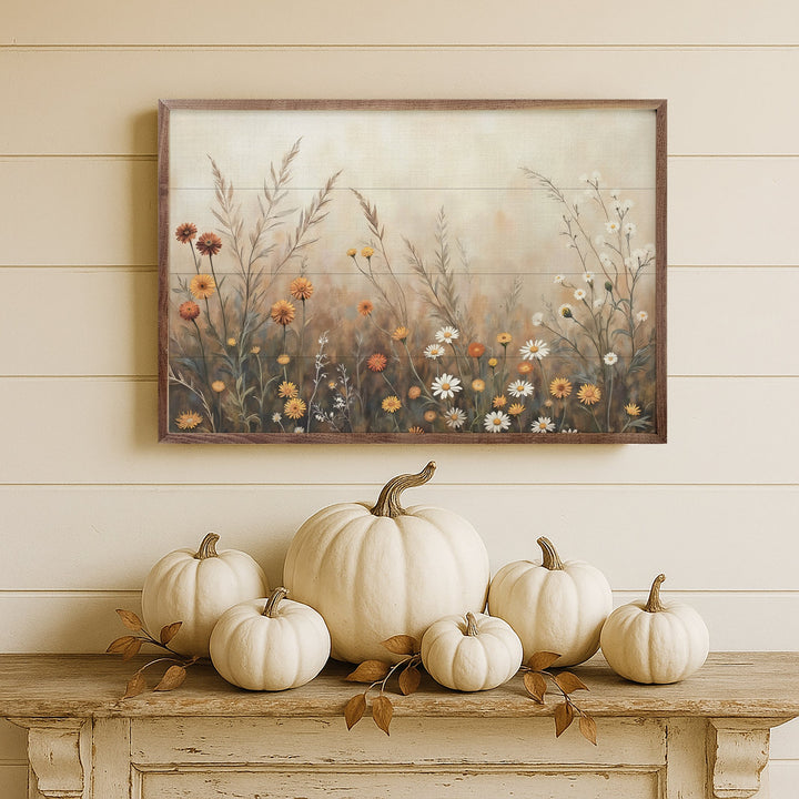 Fall Field With Mums And Daisies