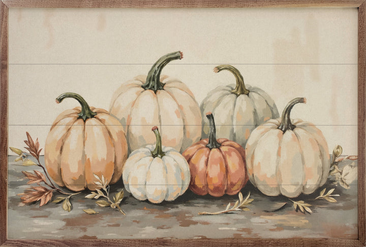 Gathered Pumpkins On A Tabletop