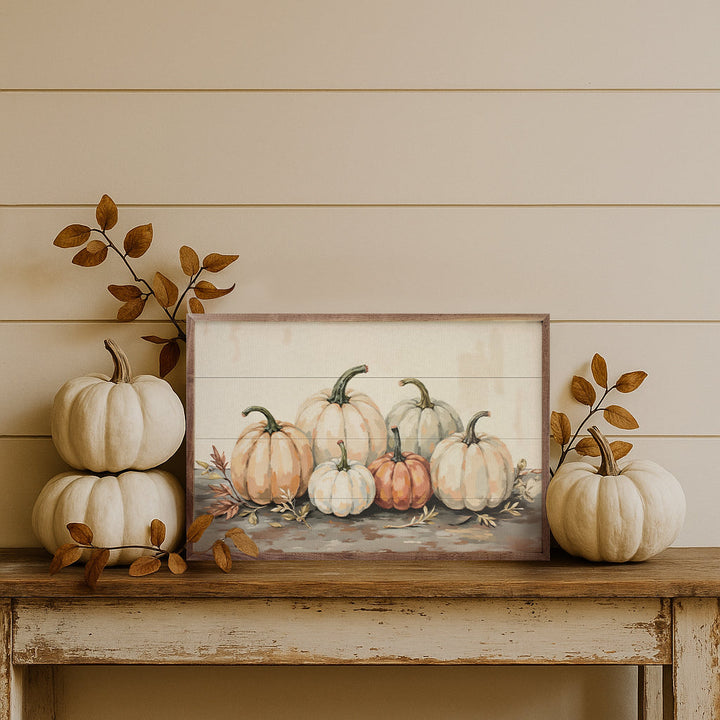Gathered Pumpkins On A Tabletop