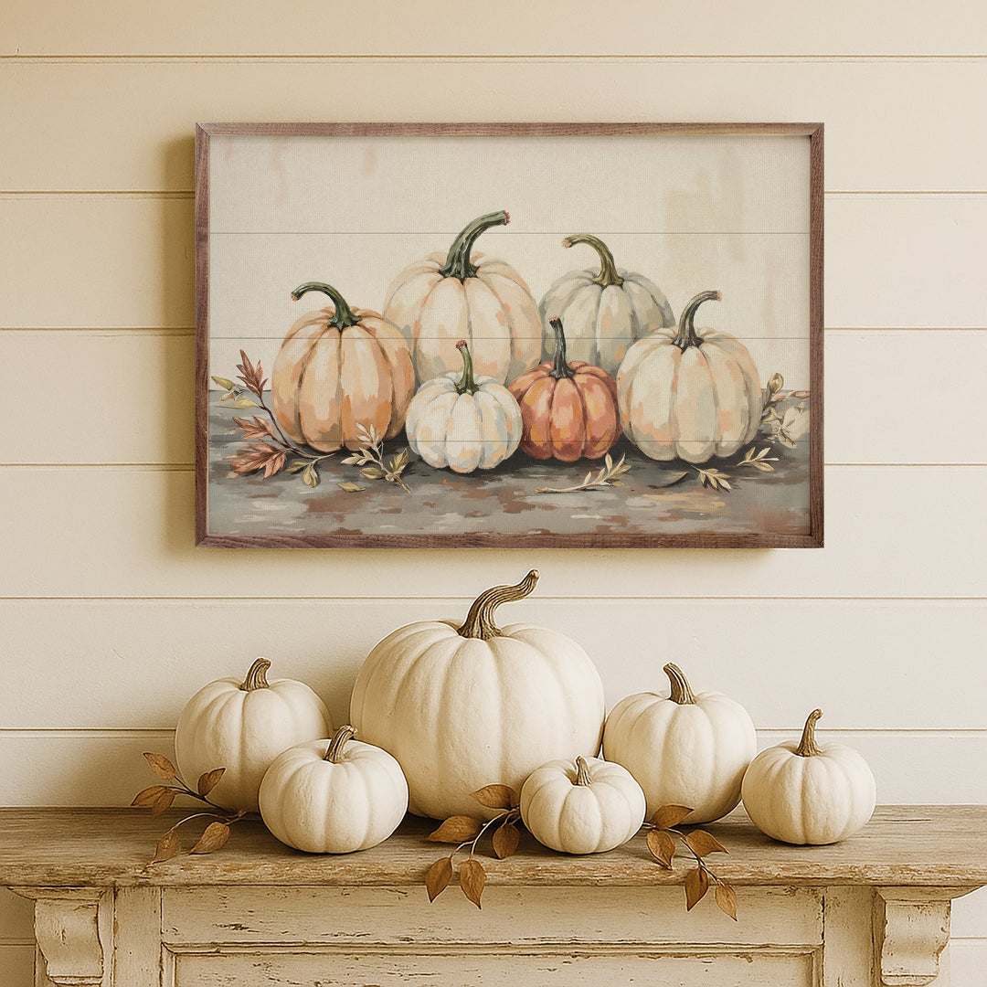 Gathered Pumpkins On A Tabletop