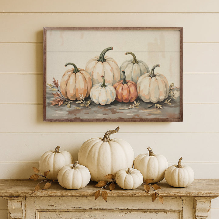 Gathered Pumpkins On A Tabletop