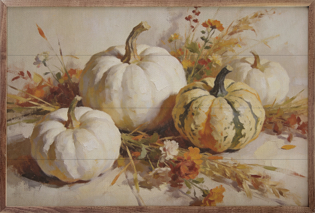 Green And White Autumn Pumpkin Still Life