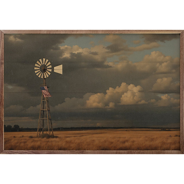 Incoming Prairie Storm Flag Windmill