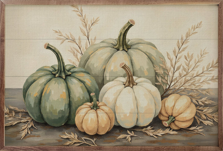 Pumpkins With Dried Leaves