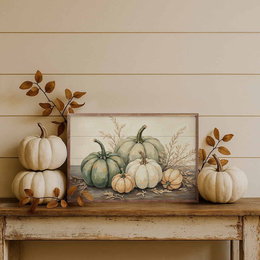 Pumpkins With Dried Leaves