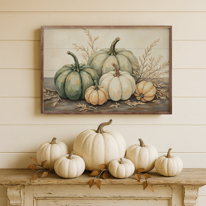 Pumpkins With Dried Leaves