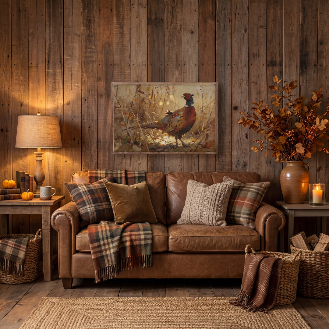 Ring-necked Pheasant In Autumn Grass