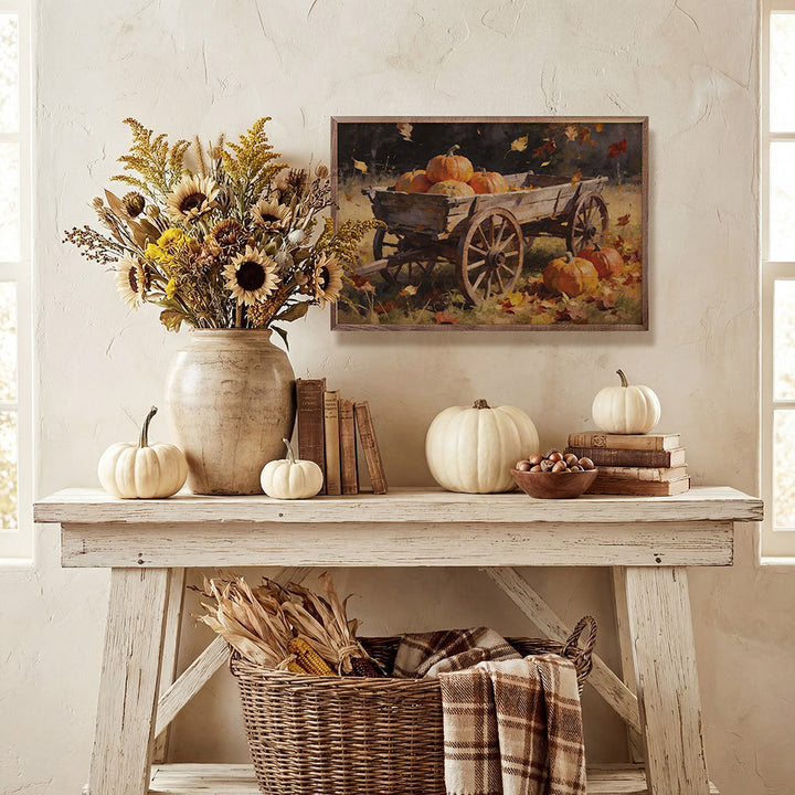 Rustic Harvest Wagon With Pumpkins