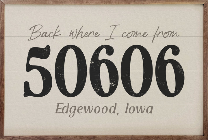 Back Where I Come From Personalized Hometown Zip