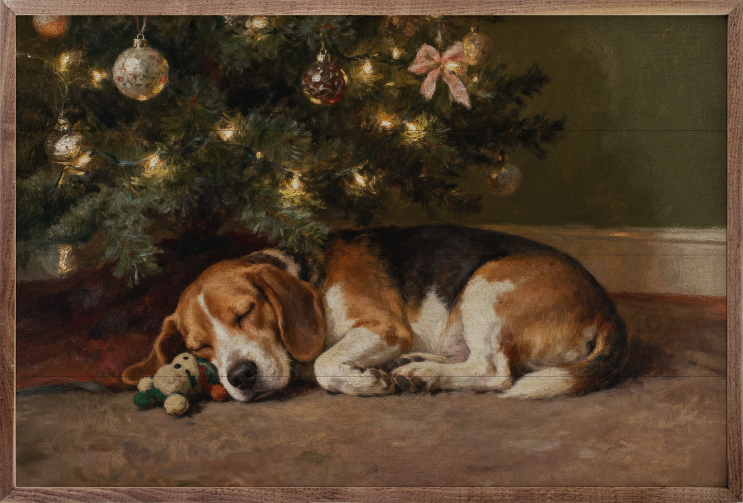 Beagle Under The Christmas Tree
