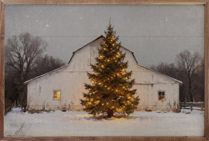 White Barn And Holiday Tree