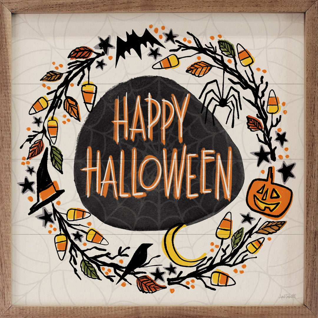 Halloween Wreath II Watercolor By Anne Tavoletti