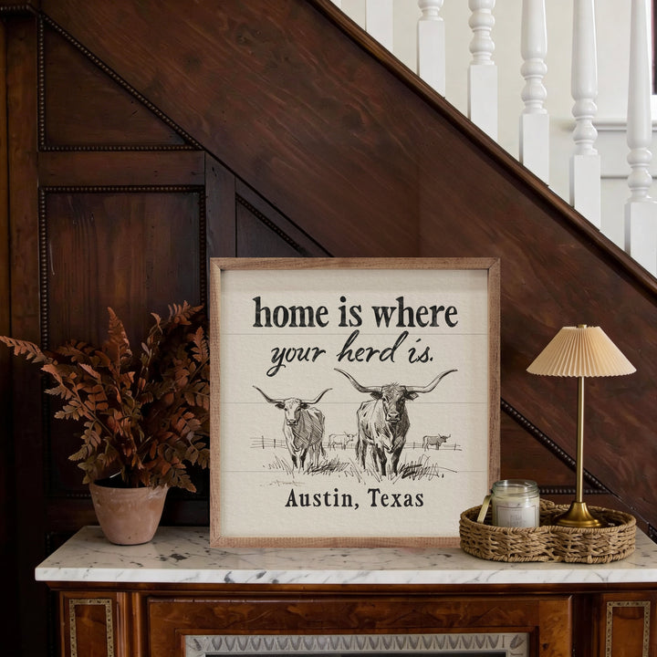 Home Is Where Your Herd Is Longhorn Personalized