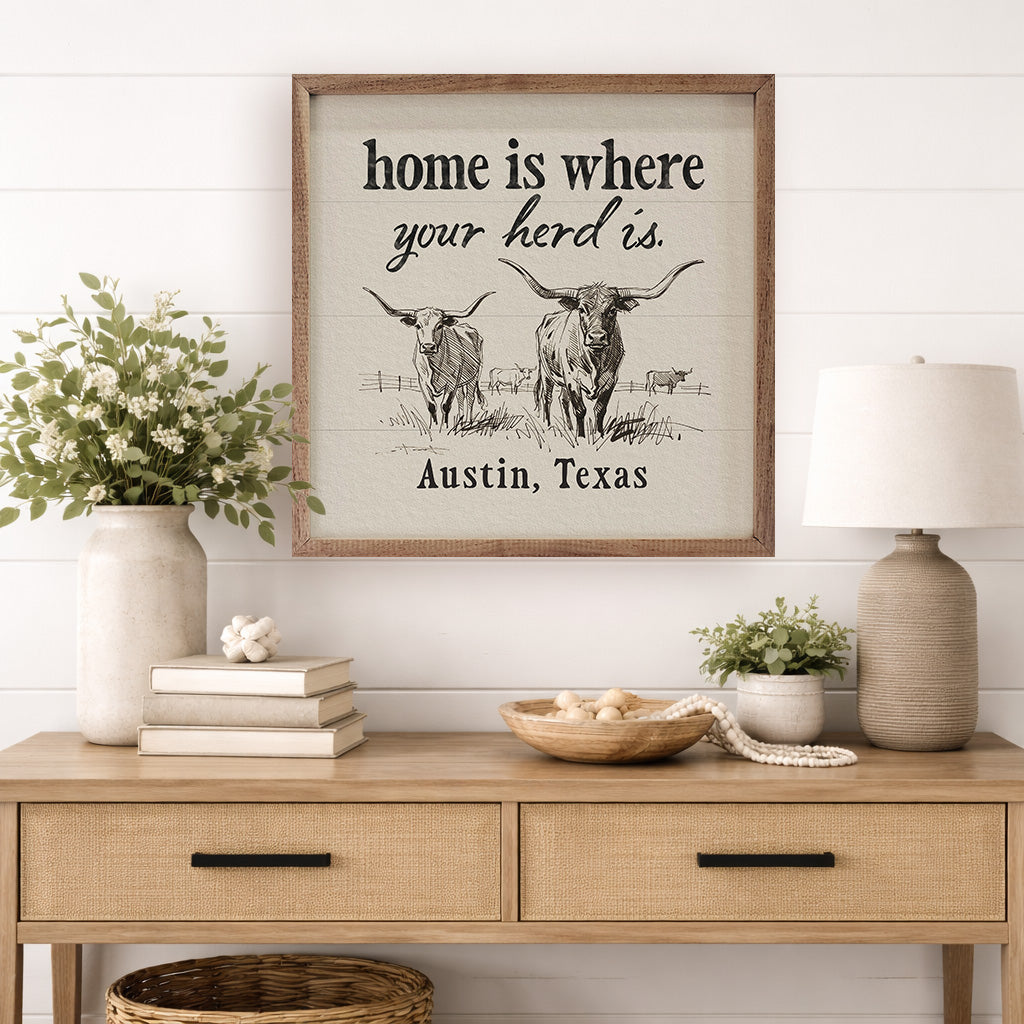 Home Is Where Your Herd Is Longhorn Personalized