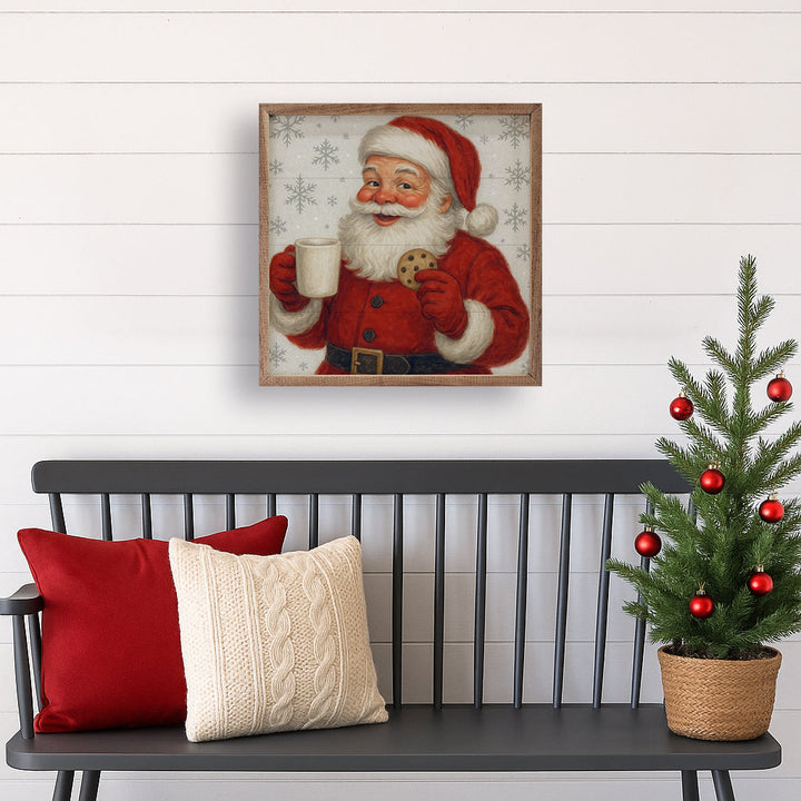 Vintage Santa With Cookies And Milk