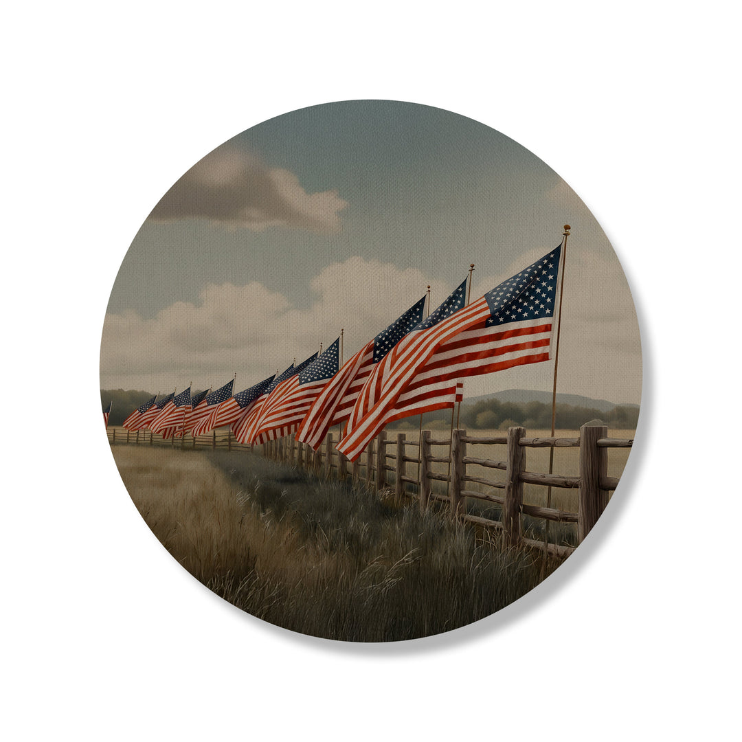 Flags In Field Fence Circle