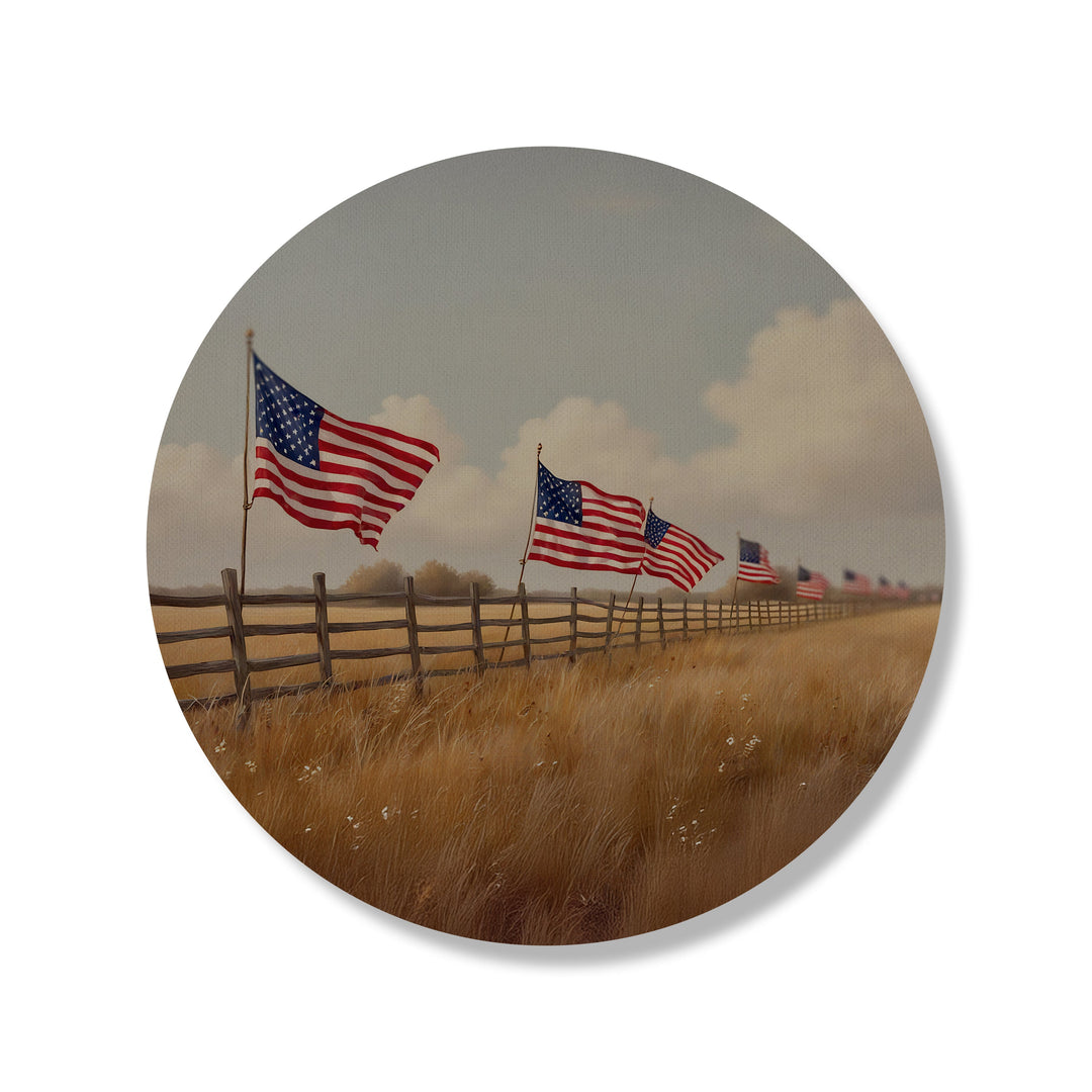 Flags On Fence Line Circle