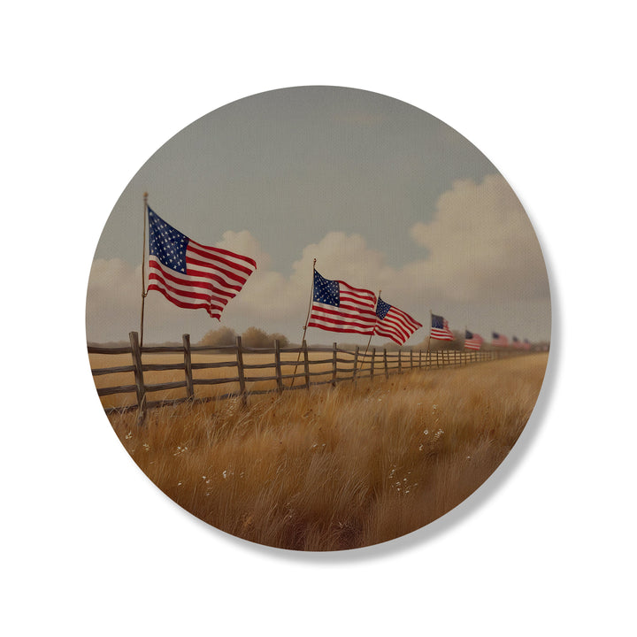 Flags On Fence Line Circle
