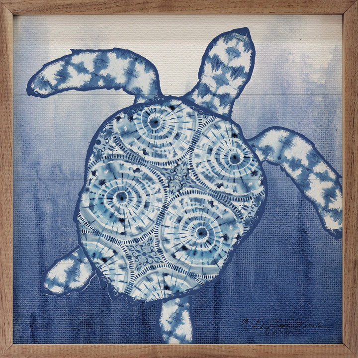 Blue Pattern 2 Sea Turtle By Audrey Jeanne Roberts