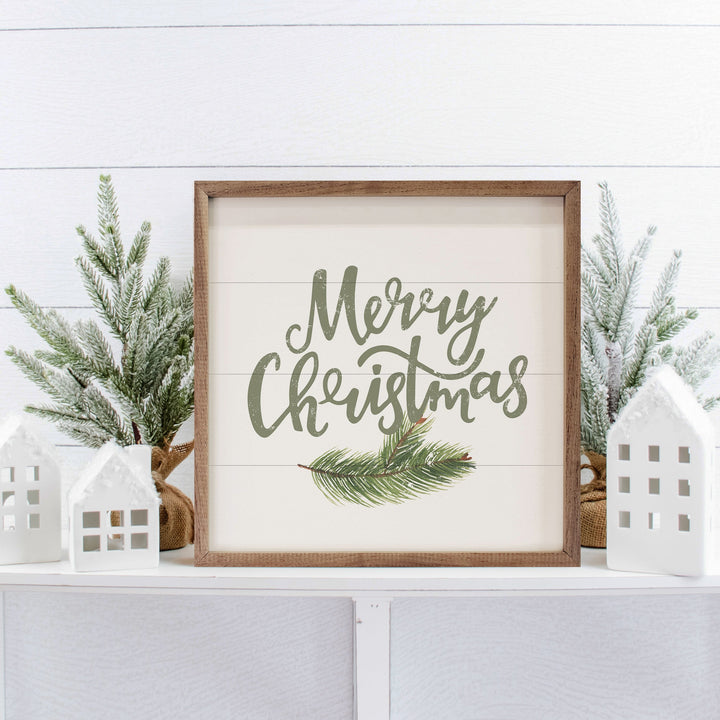 Merry Christmas Green White