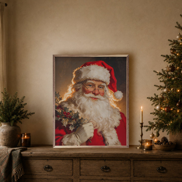 Santa Claus Holding Mistletoe