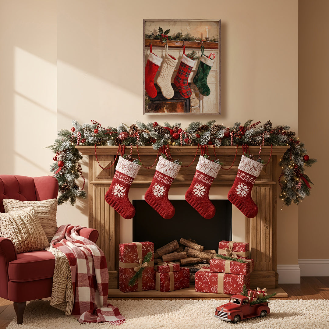 Stockings Hung On Fireplace