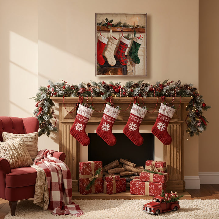 Stockings Hung On Fireplace