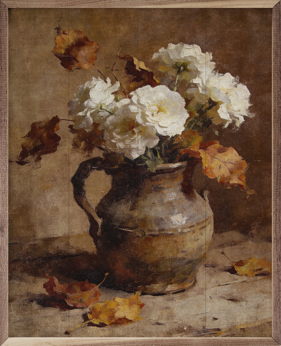 White Flowers And Beech Leaves