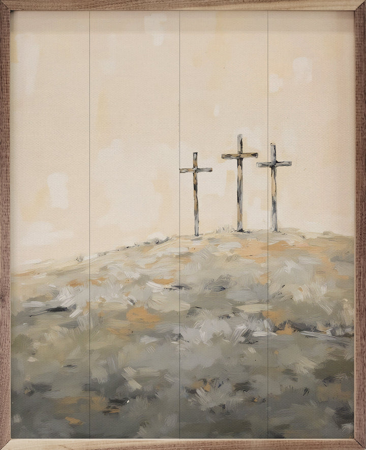 Three Crosses On Hill