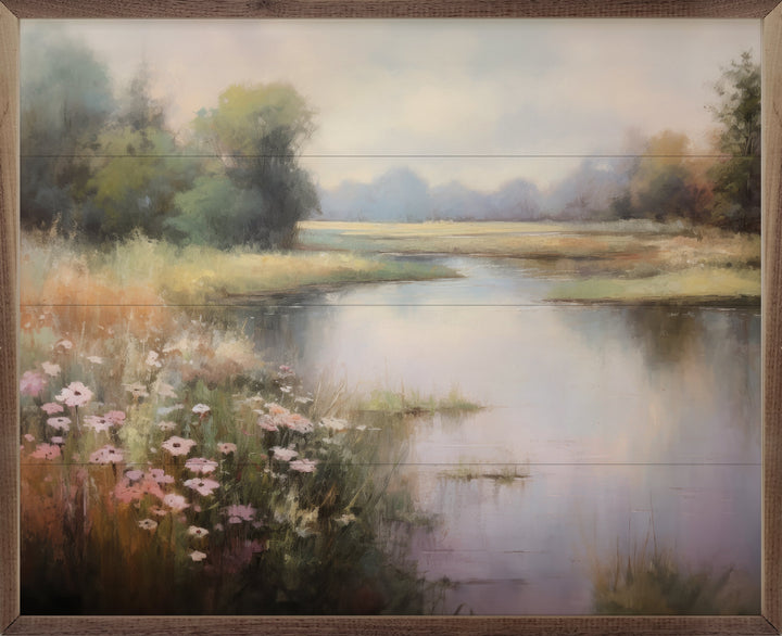 Flower Lined Lake II By Petals Prints Design