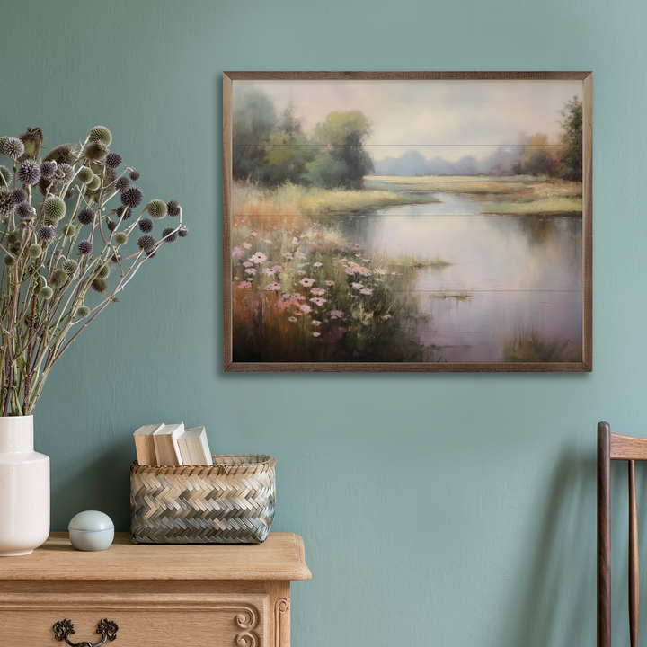 Flower Lined Lake II By Petals Prints Design