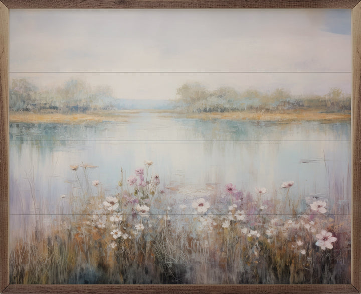Flower Lined Lake III By Petals Prints Design