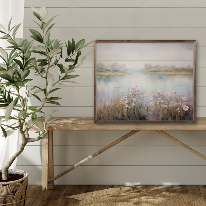 Flower Lined Lake III By Petals Prints Design