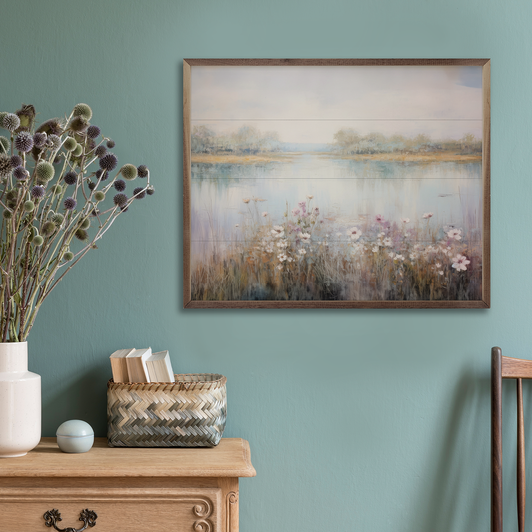 Flower Lined Lake III By Petals Prints Design
