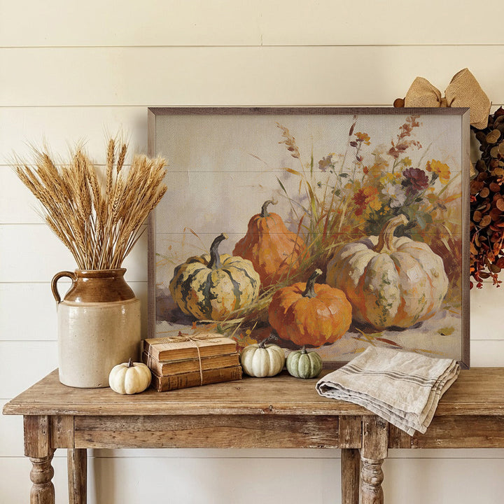 Pumpkins With Oak Leaves And Acorns