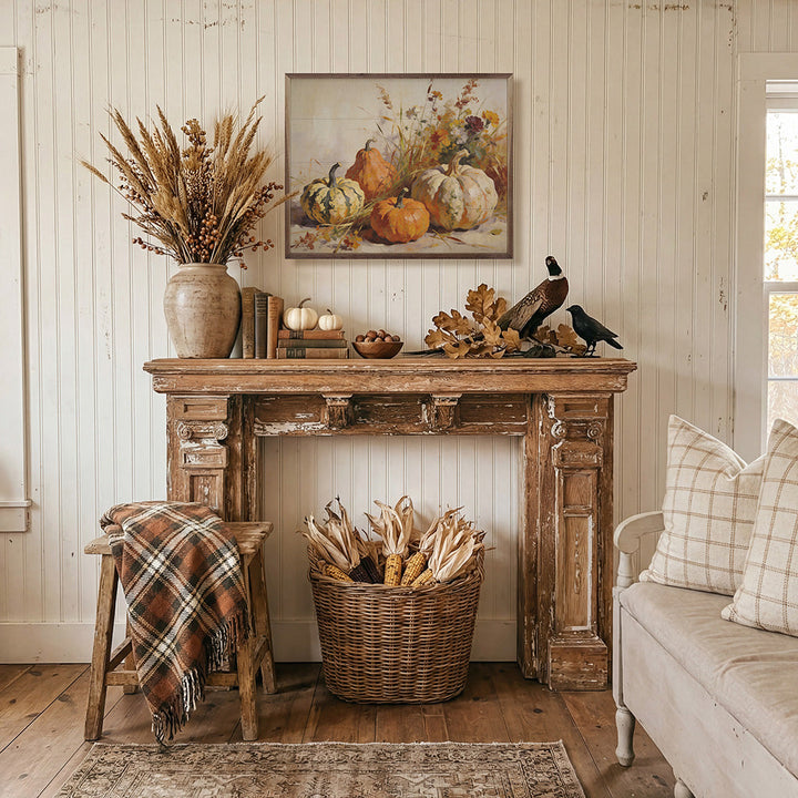 Pumpkins With Oak Leaves And Acorns