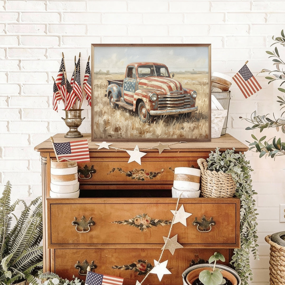 Rustic Americana Flag Truck