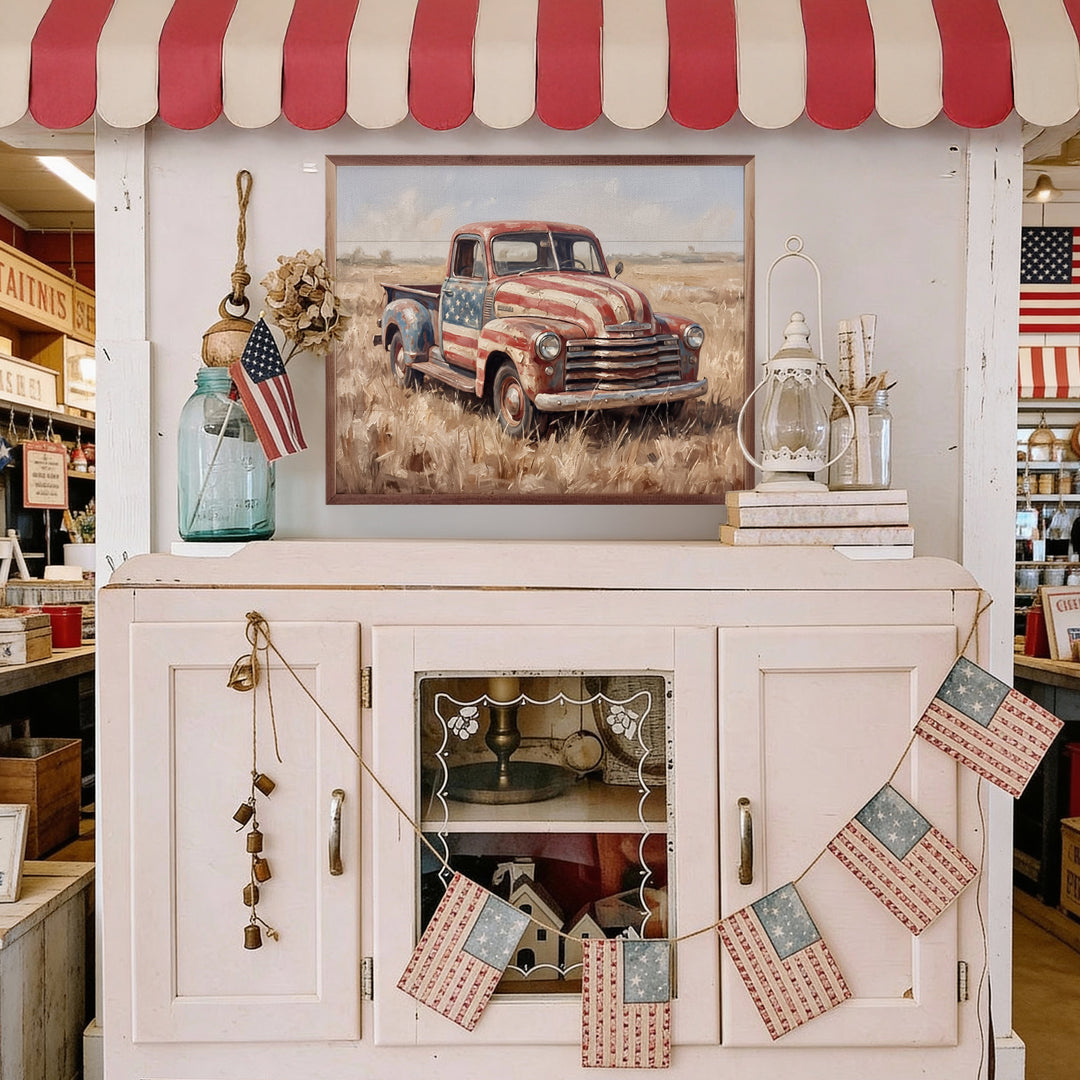 Rustic Americana Flag Truck