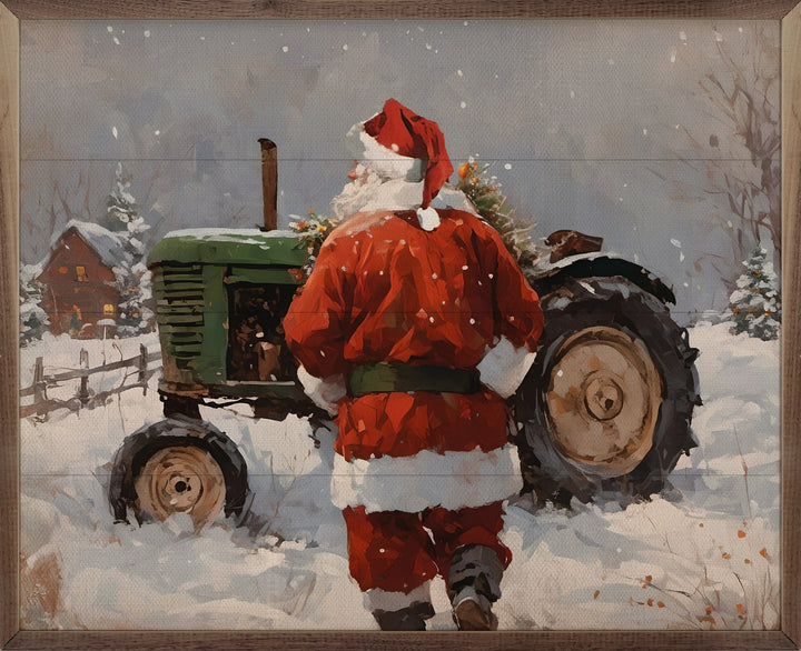 Santa With Green Tractor