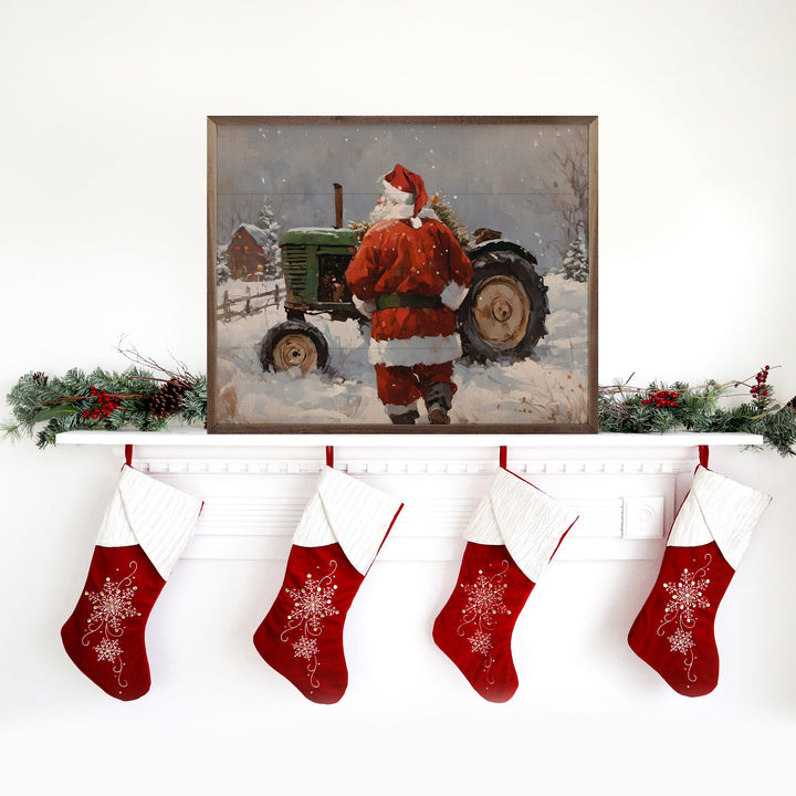 Santa With Green Tractor