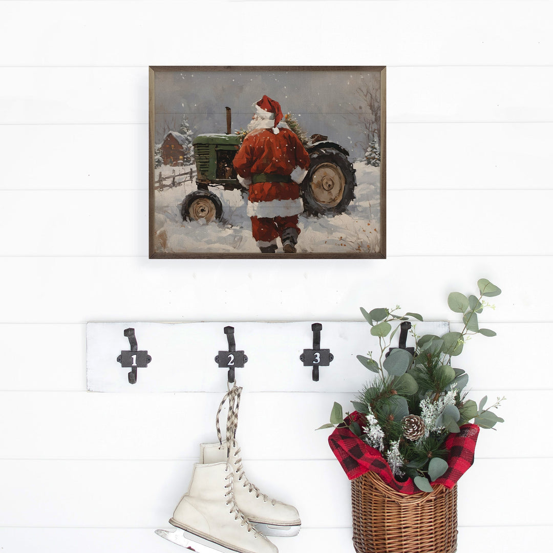 Santa With Green Tractor
