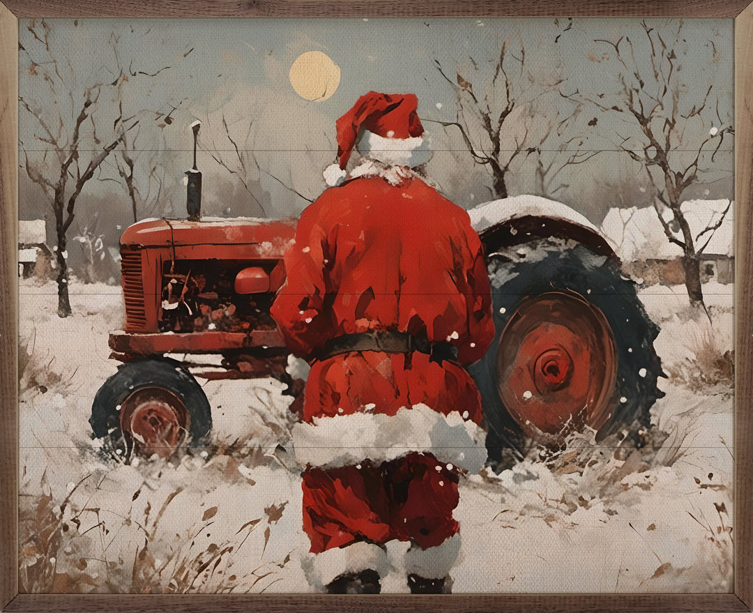 Santa With Red Tractor