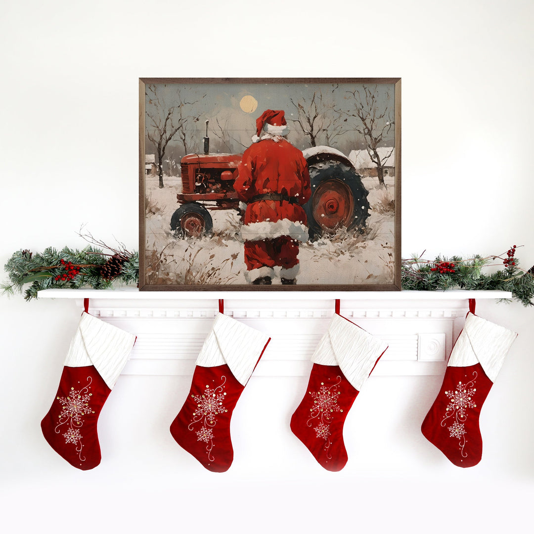 Santa With Red Tractor